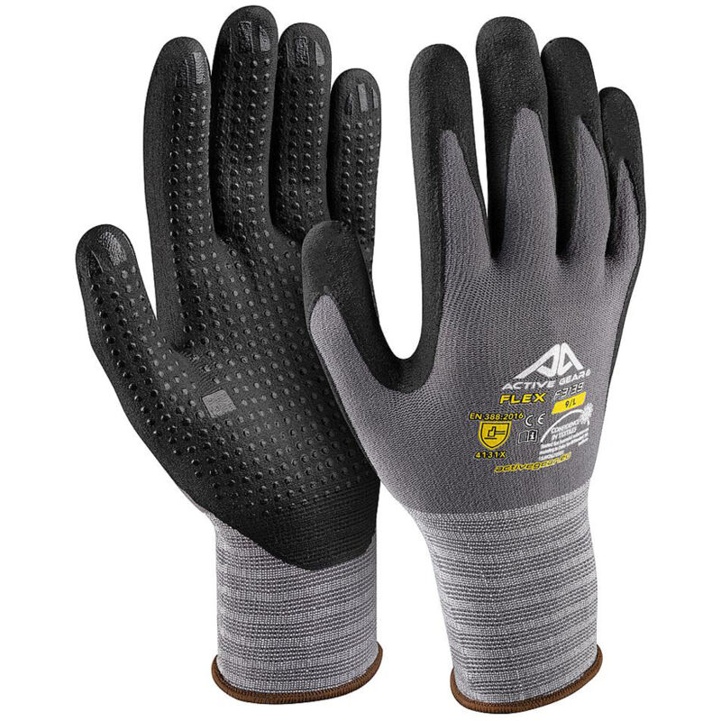 foto del prodotto guanti da lavoro nitrile antiscivolo traspiranti nero tg. 8m 9l 10xl active gear, 8 m 