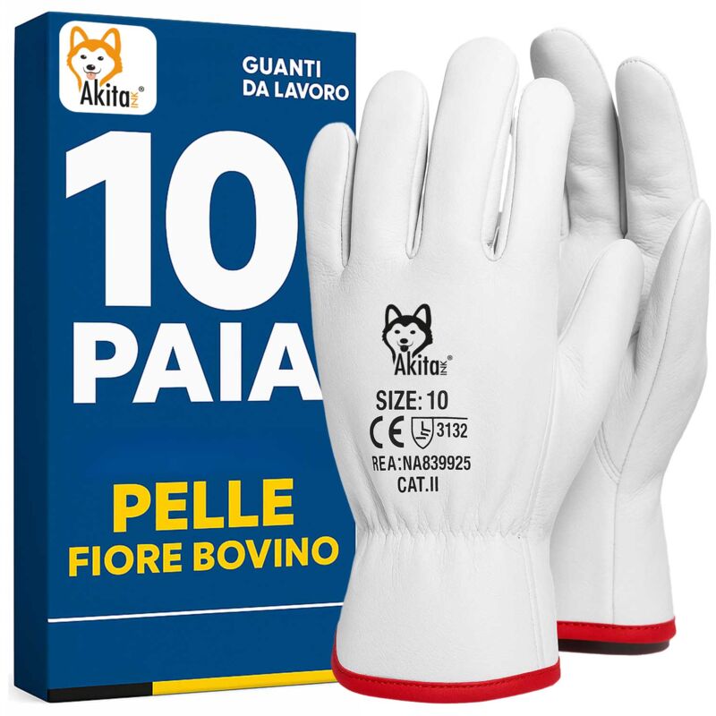 foto del prodotto guanti da lavoro pelle bovino 10 paia taglia 10