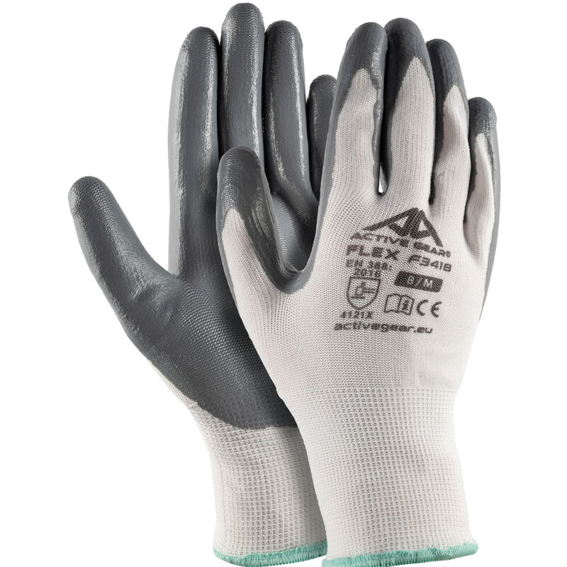 foto del prodotto guanti da lavoro poliestere nitrile grigio antitaglio m xxl 12paia active flex, 8 m 