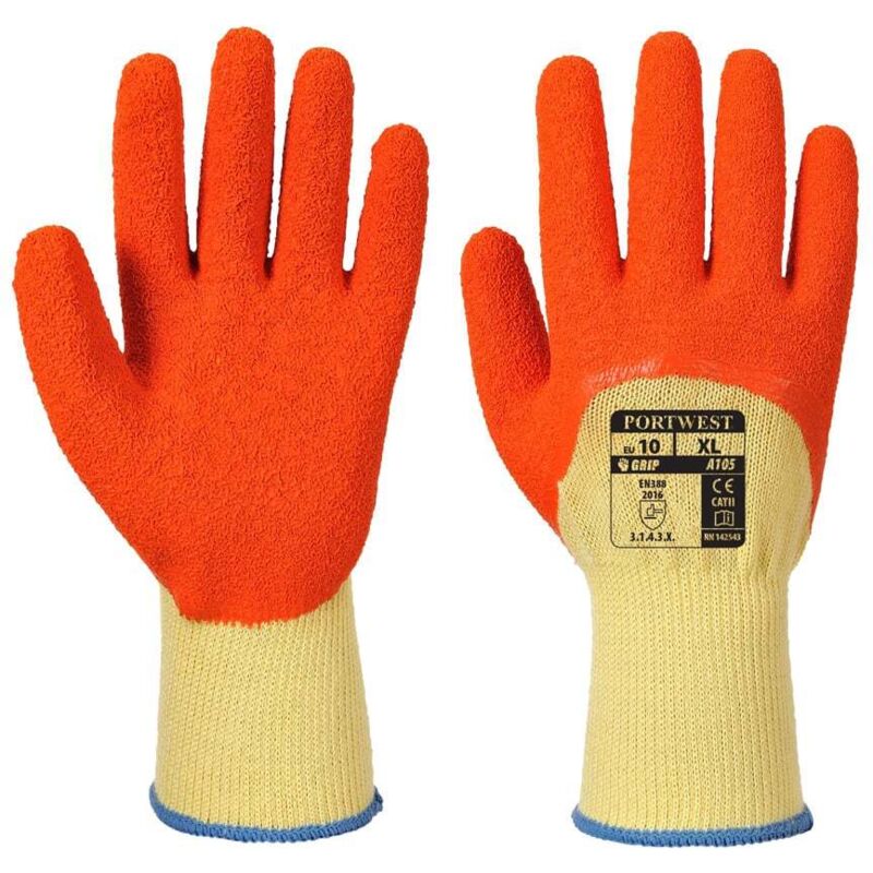 foto del prodotto guanti da lavoro rivestiti in lattice extra grip giallo-arancio 10