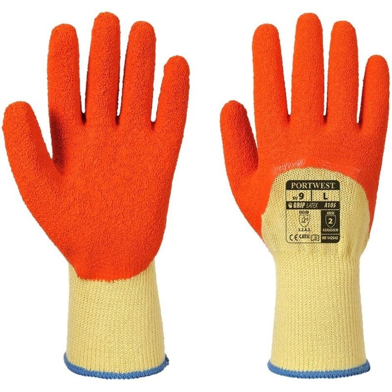 foto del prodotto guanti da lavoro rivestiti in lattice extra grip giallo arancio 9