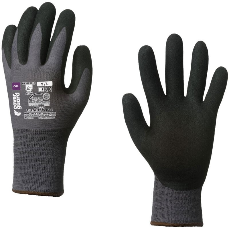 foto del prodotto guanti da lavoro spalmati in nitrile coverguard eurolite 15n500 nero
