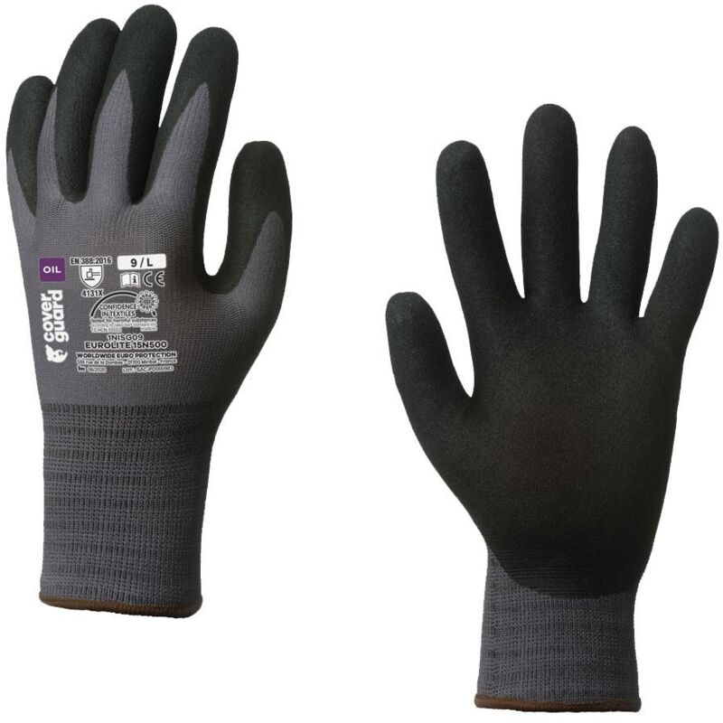 foto del prodotto guanti da lavoro spalmati in nitrile coverguard eurolite 15n500 nero