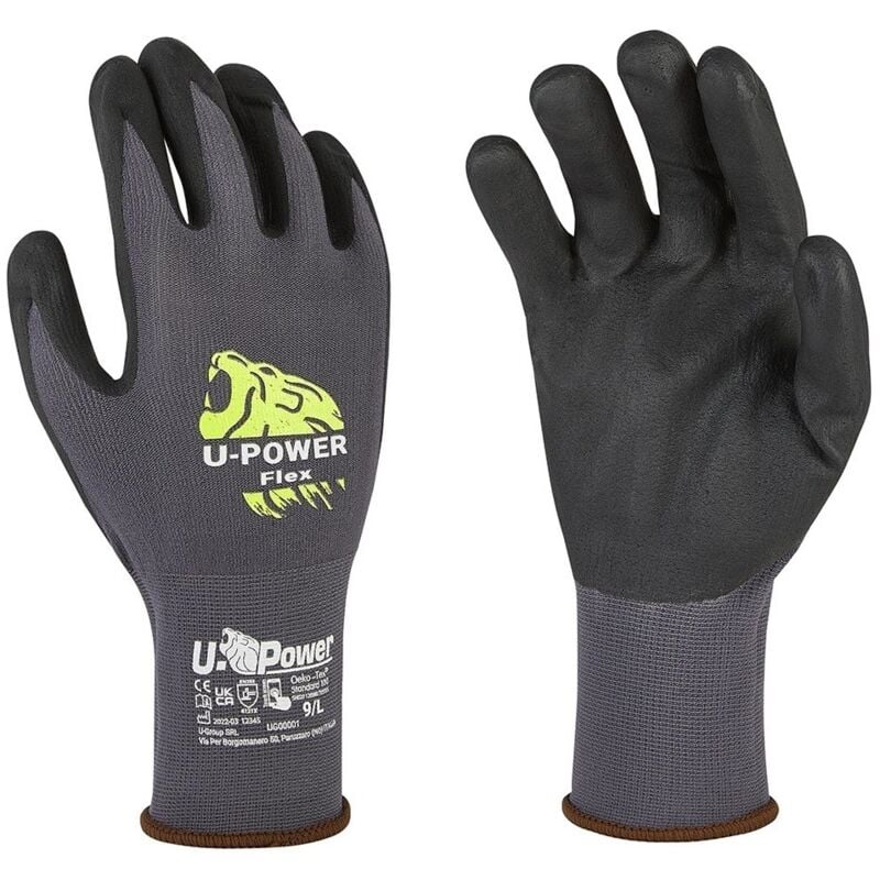 foto del prodotto guanti da lavoro upower flex nero grigio grigio 10