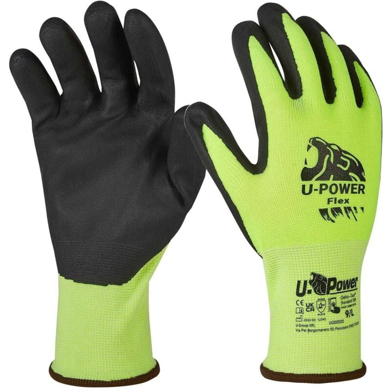 foto del prodotto guanti da lavoro upower flex verde fluo giallo fluo 8