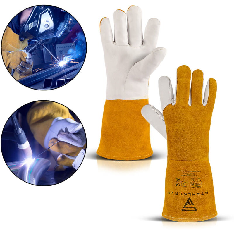 foto del prodotto guanti da saldatura guanti da lavoro in vera pelle resistenti al calore stahlwerk