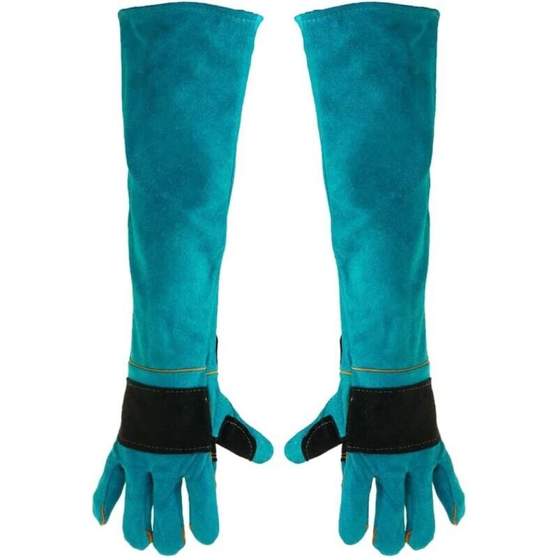 foto del prodotto guanti da saldatura guanti da saldatore in pelle resistenti al calore da 60 cm guanti da saldatura estesi 1 paio dpi guanti da saldatore