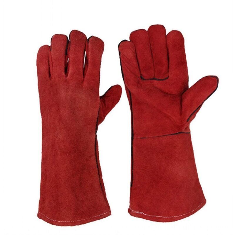 foto del prodotto guanti da saldatura ymyny resistenti al calore, foderati in pelle, grandi e resistenti, per stufe a legna, barbecue, guanti da giardinaggio per uomo