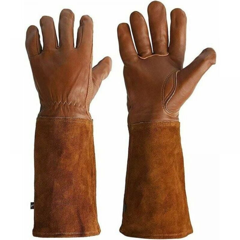 foto del prodotto guanti da sollevamento in pelle per giardinaggio e saldatura, proteggono da spine e calore, venduti in coppia.