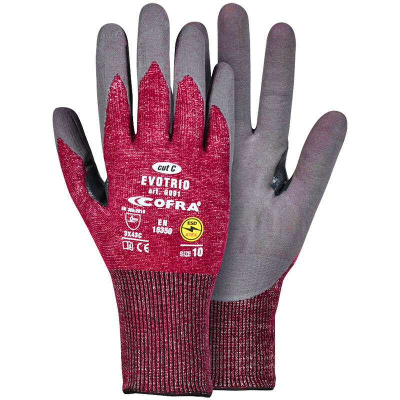 foto del prodotto guanti di protezione cofra evotrio 9 l nero rosso