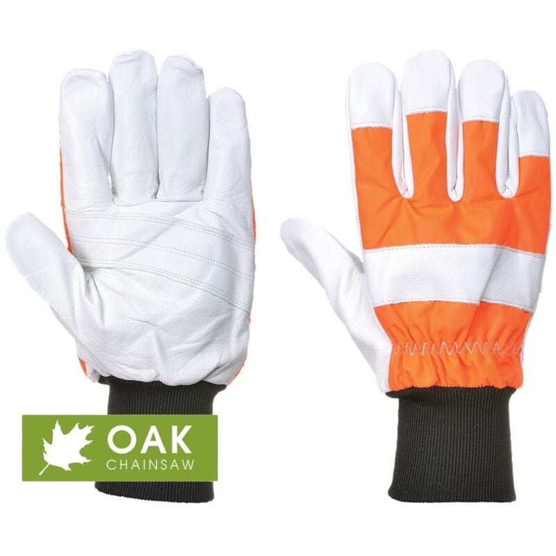 foto del prodotto guanti di protezione da boscaiolo e motoseghista oak pro arancio bianco 10