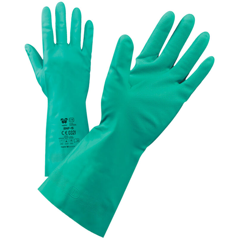 foto del prodotto guanti di protezione neri rnf 15 in nitrile 7 s verde