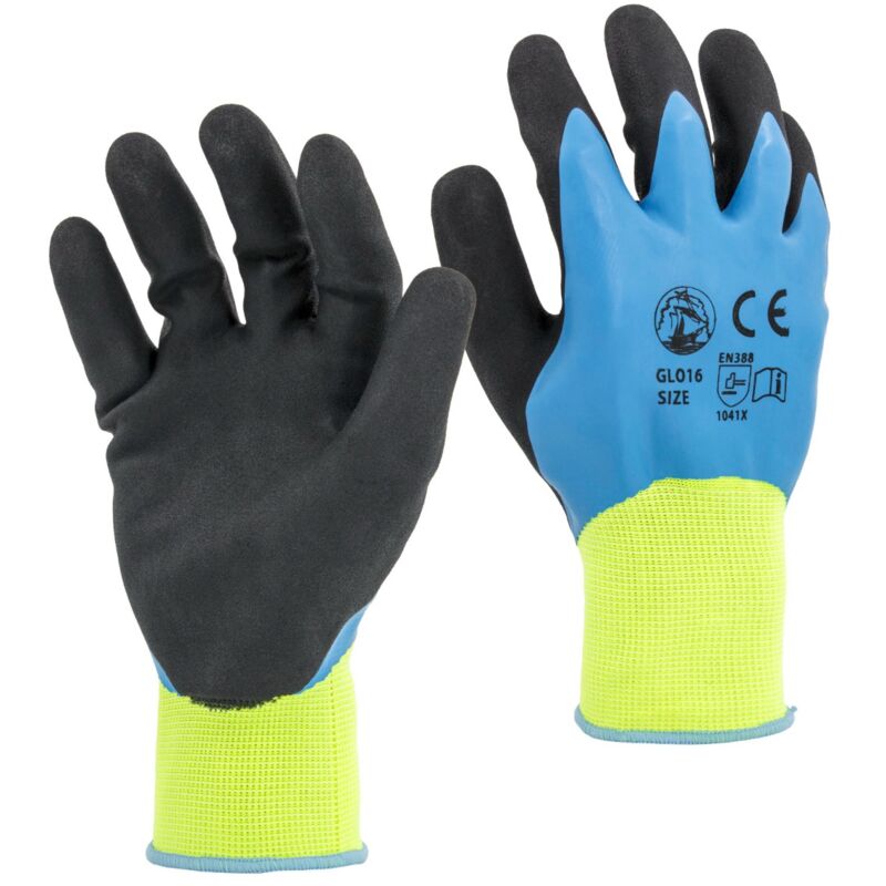 foto del prodotto guanti impermeabili con palmo spalmato in lattice antiscivolo 9 l 1 paio sti