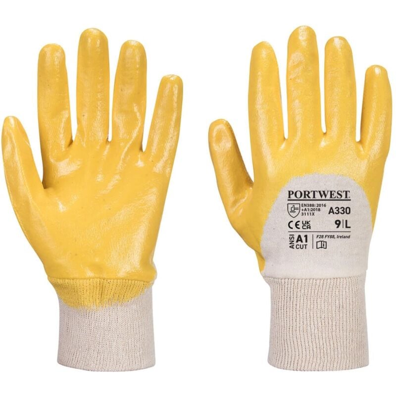 foto del prodotto guanti impermeabili in nitrile con polso in maglia giallo 11