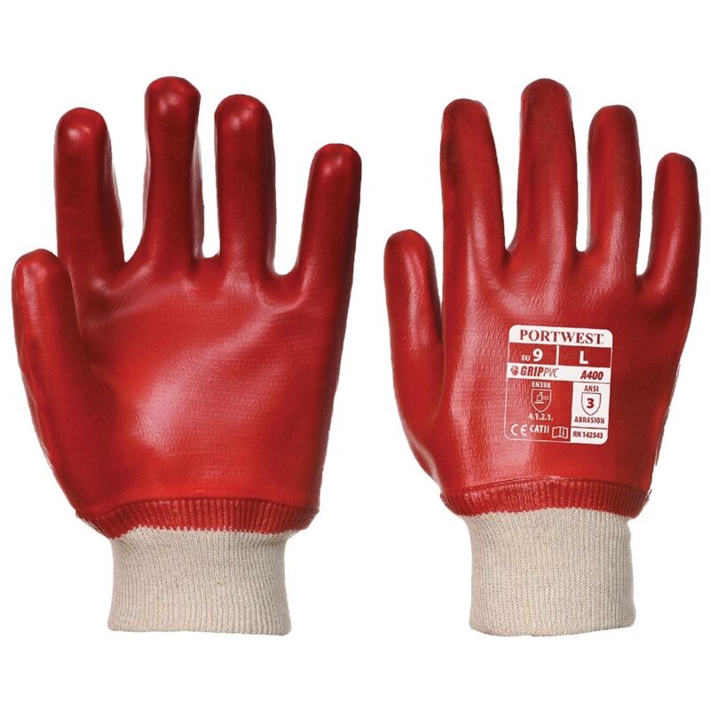 foto del prodotto guanti impermeabili in pvc con polsino elasticizzato rosso 8