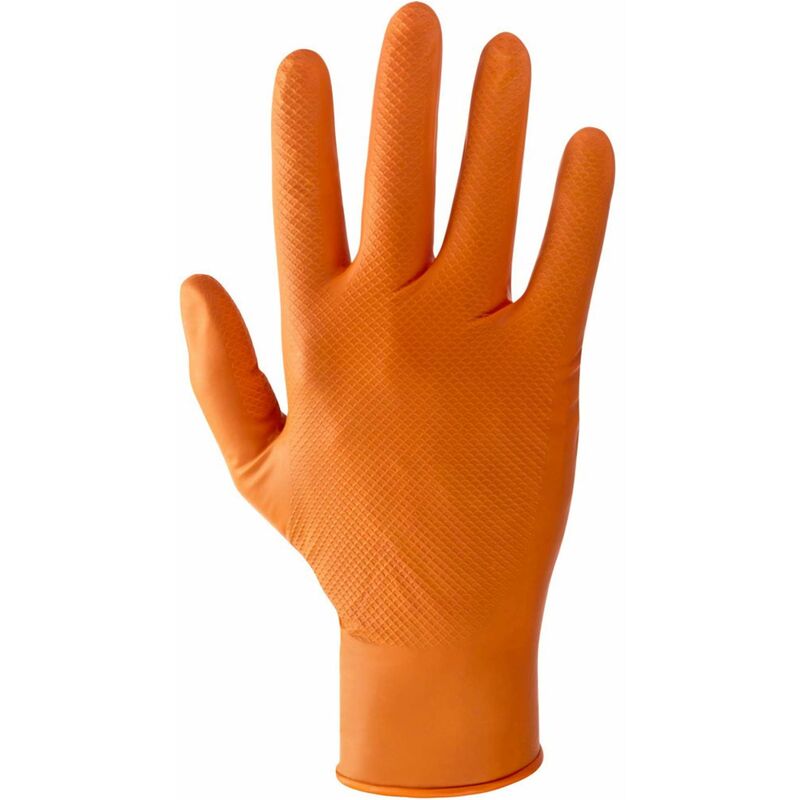 foto del prodotto guanti in nitrile arancione cat. iii tg. l 50 pz