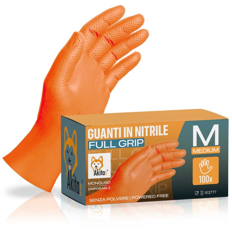 foto del prodotto guanti in nitrile extra resistenti 8,5g akitaink full grip heavy duty tg. m