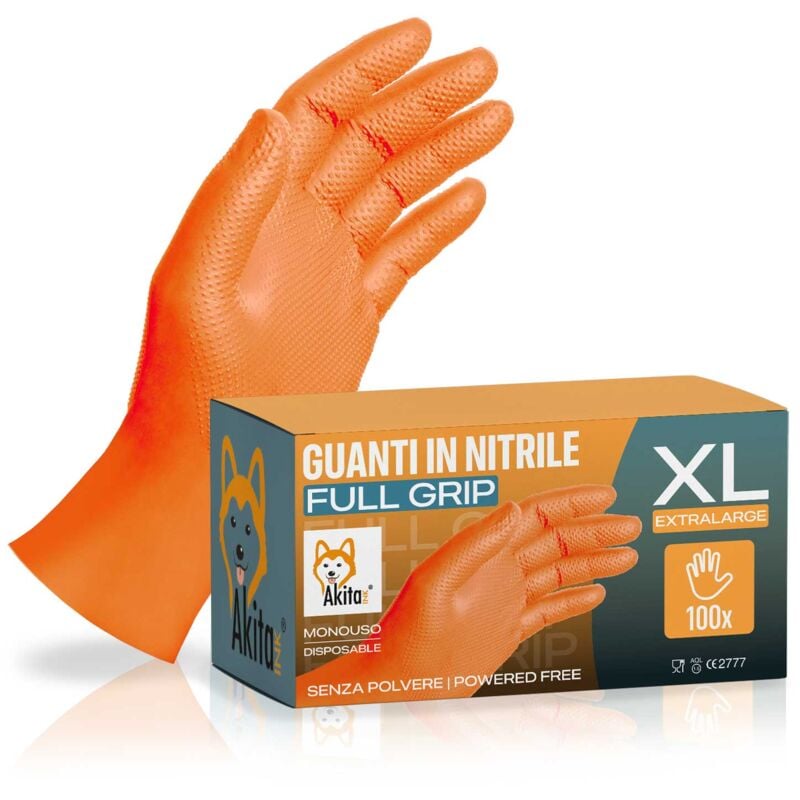 foto del prodotto guanti in nitrile extra resistenti 8,5g akitaink full grip heavy duty tg. xl