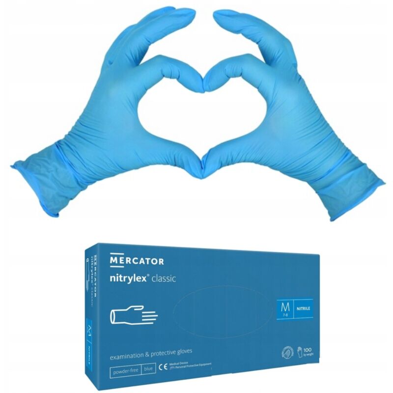 foto del prodotto guanti in nitrile m 100 pezzi. guanti medicali blu senza polvere blu