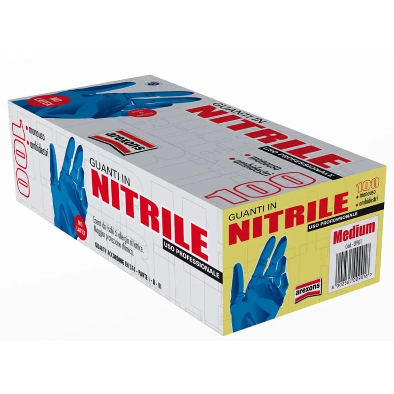 foto del prodotto guanti in nitrile monouso ambidestri taglia xl confezione 100 pezzi blu