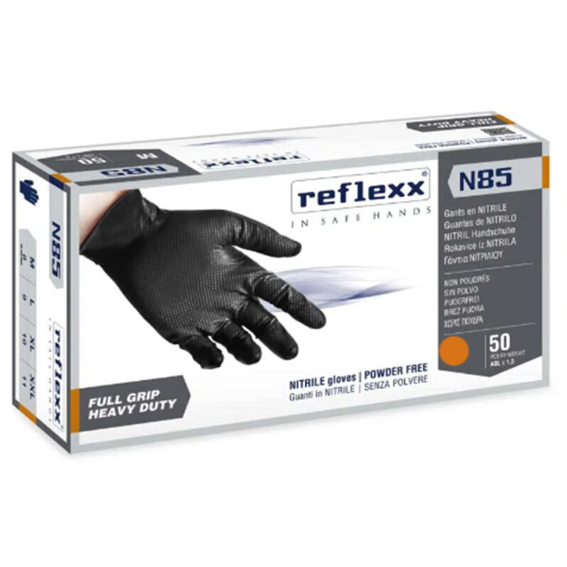 foto del prodotto guanti in nitrile monouso full grip reflexx n85b senza polvere xxl