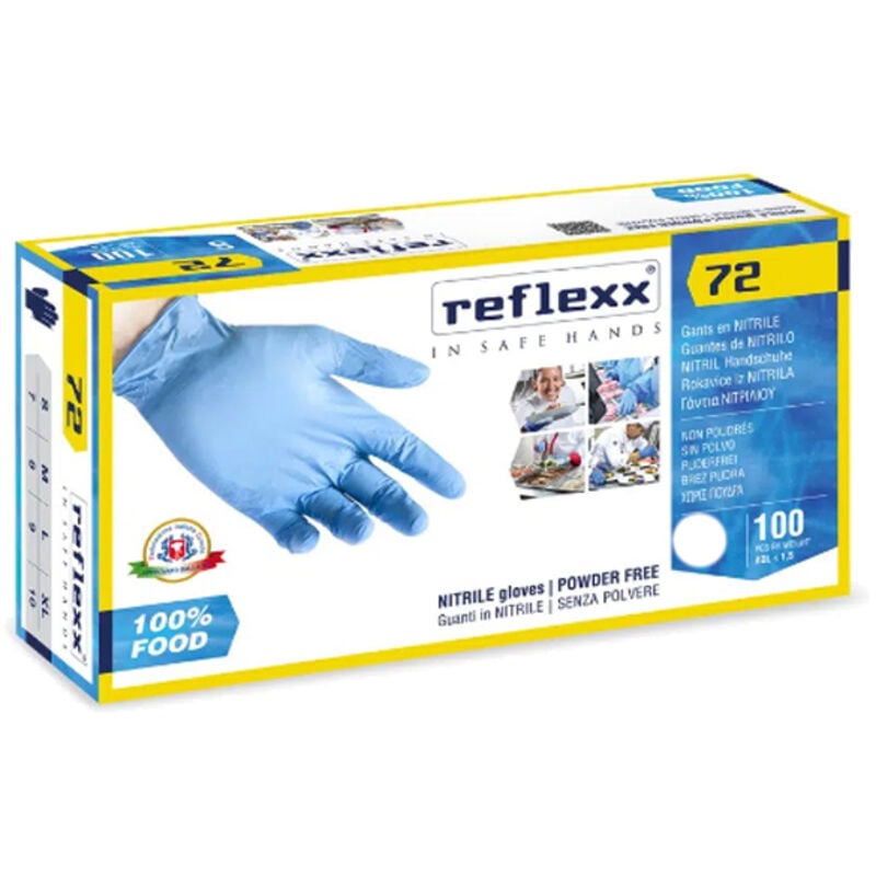 foto del prodotto guanti in nitrile monouso reflexx r72 food line senza polvere xl celeste