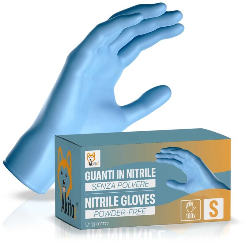 foto del prodotto guanti in nitrile senza polvere per ambiti medici e alimentari 100 blu tg, s