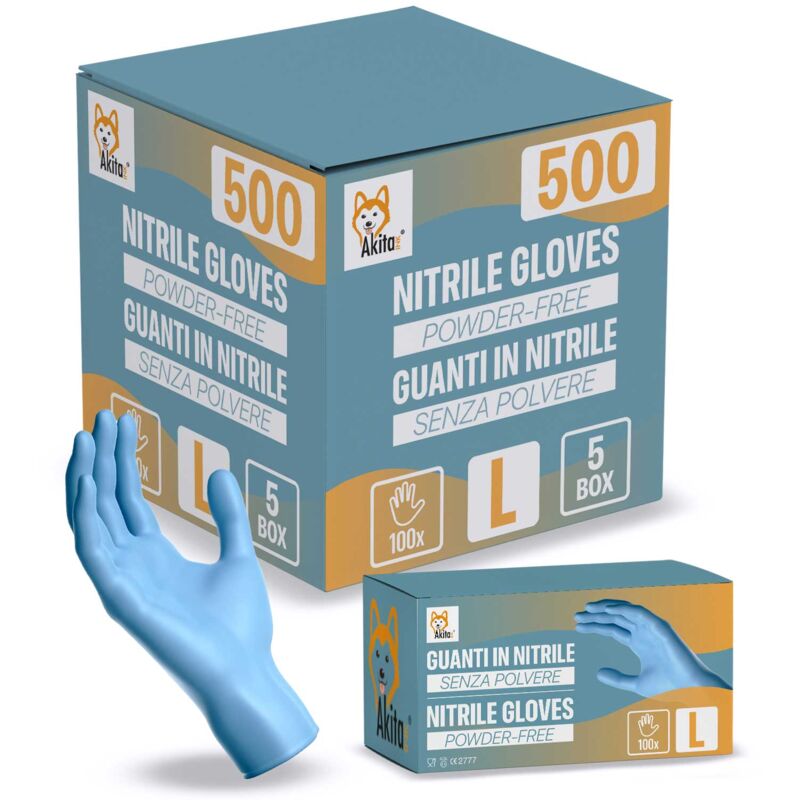 foto del prodotto guanti in nitrile senza polvere per ambiti medici e alimentari 500 blu tg, l