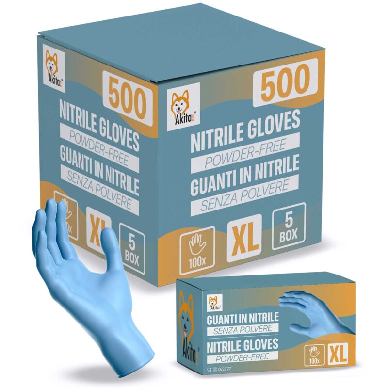 foto del prodotto guanti in nitrile senza polvere per ambiti medici e alimentari 500 blu tg, xl