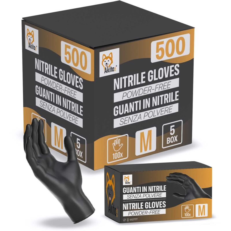 foto del prodotto guanti in nitrile senza polvere per ambiti medici e alimentari 500 neri tg, m