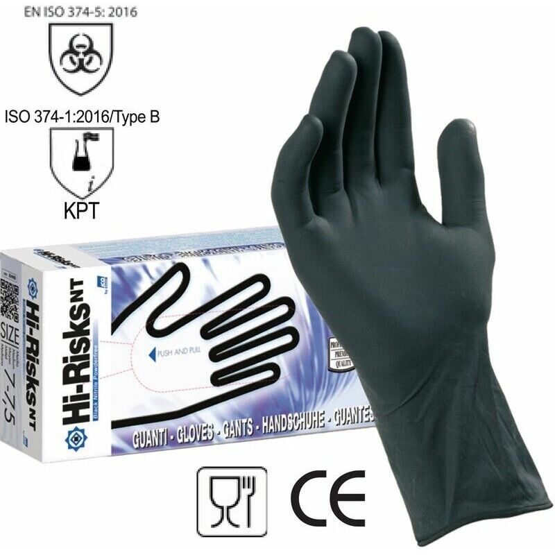 foto del prodotto guanti in nitrile spessorati 0,16 mm taglia xl nero ferwork conf. 50 pz