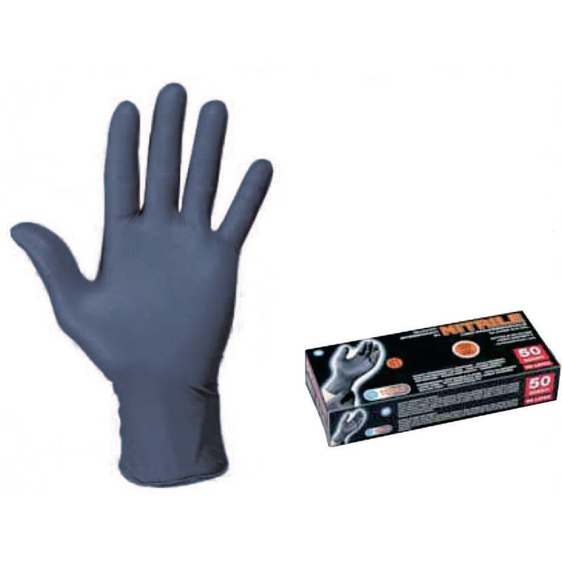 foto del prodotto guanti in nitrile spessorati neri tg.m in conf. da 50 pz. pg506.10 