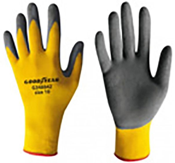 foto del prodotto guanti in nylon e schiuma di lattice mod.g348842 taglia 8 senape nero lavoro