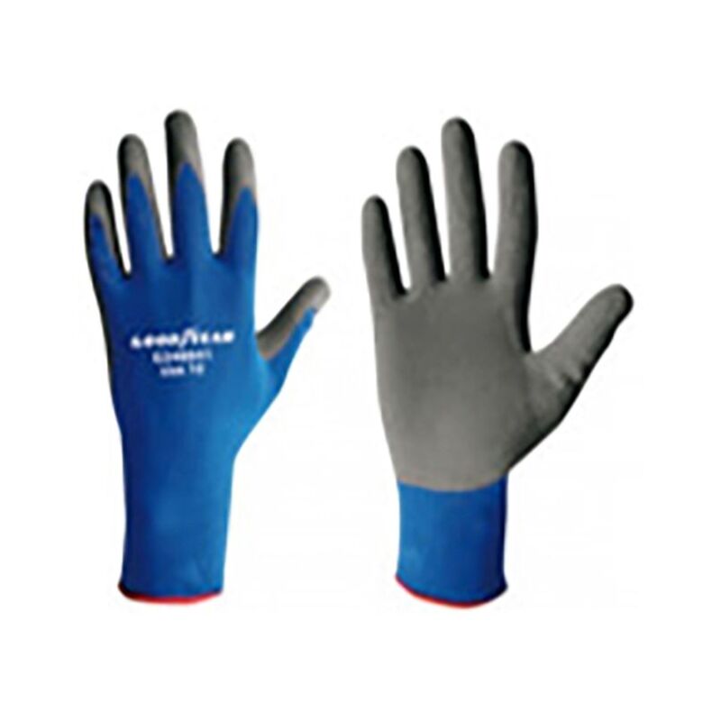 foto del prodotto guanti in nylon e schiuma di lattice taglia 10 colore blu nero, guanti da lavoro goodyear