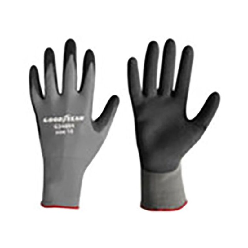 foto del prodotto guanti in nylon e schiuma di lattice taglia 10 colore nero grigio, guanti da lavoro goodyear