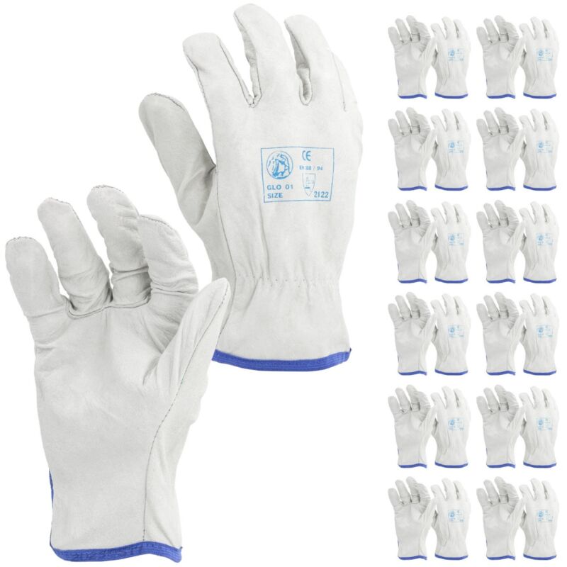 foto del prodotto guanti in pelle bianco orlato alta qualit lavoro antinfortuni ca 8 m pacco da 12pz sti