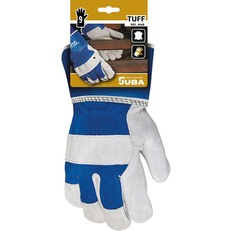 foto del prodotto guanti in pelle di cervo di taglia 9 protection protezione rafforzata blu bianco multiuso