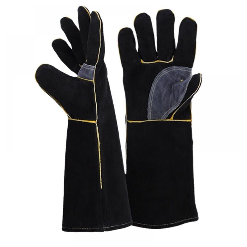 foto del prodotto guanti in pelle ignifughi e resistenti al calore con cuciture in kevlar perfetti per caminetti, stufe, forni, grill, saldatura, barbecue, mig,