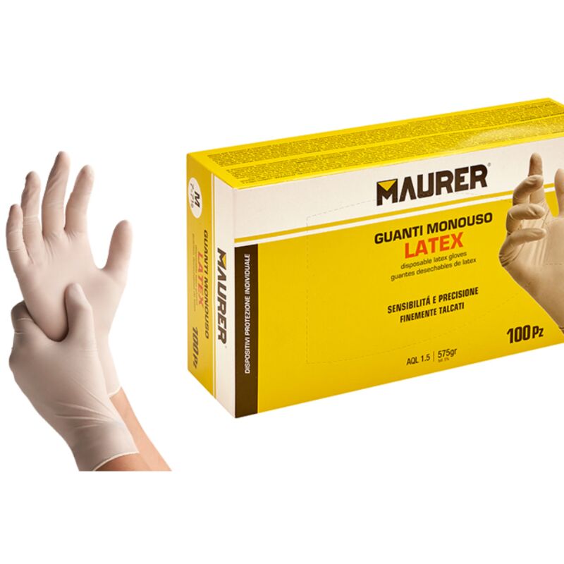 foto del prodotto guanti maurer taglia l 8-8.5 in lattice 100pz - u100004004