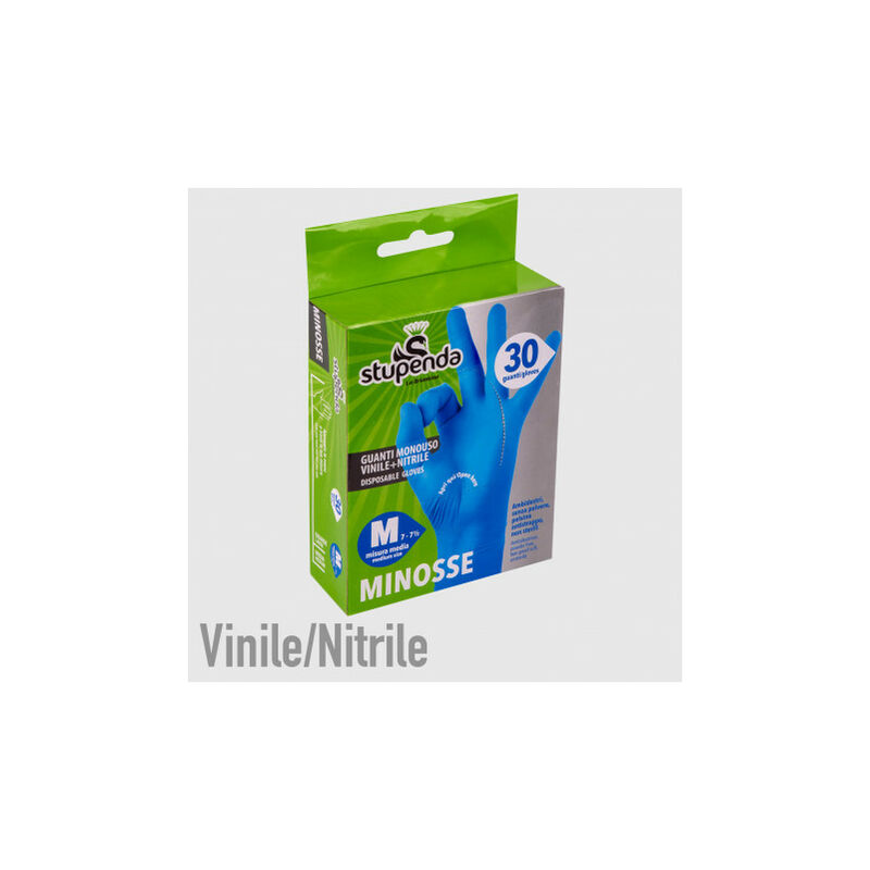 foto del prodotto guanti minosse nitrile vinile 30 pz tg m la briantina