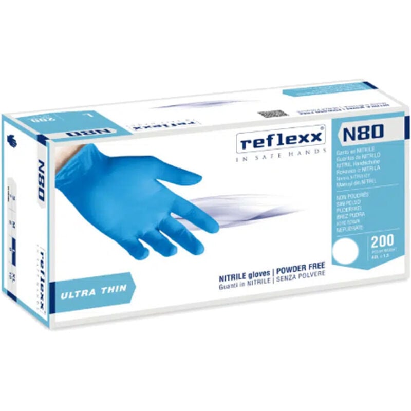 foto del prodotto guanti monouso da lavoro in nitrile reflexx n80b ultra sottile s celeste