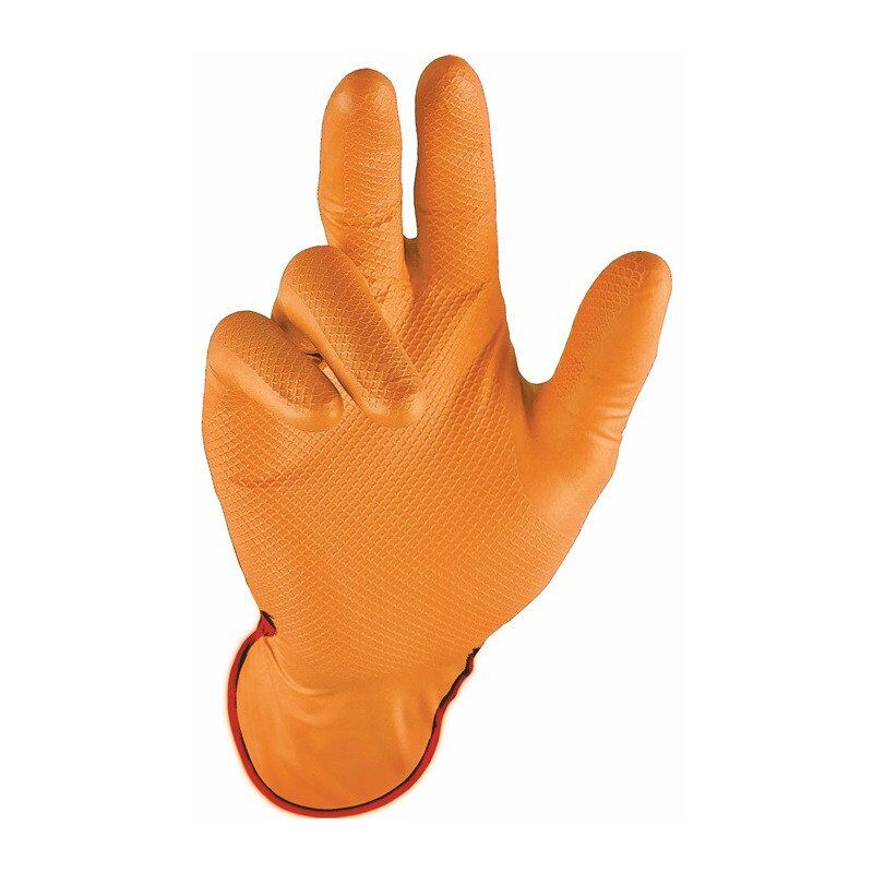 foto del prodotto guanti monouso grip orange taglia 11 nitrile arancione 50 pezzi scatola