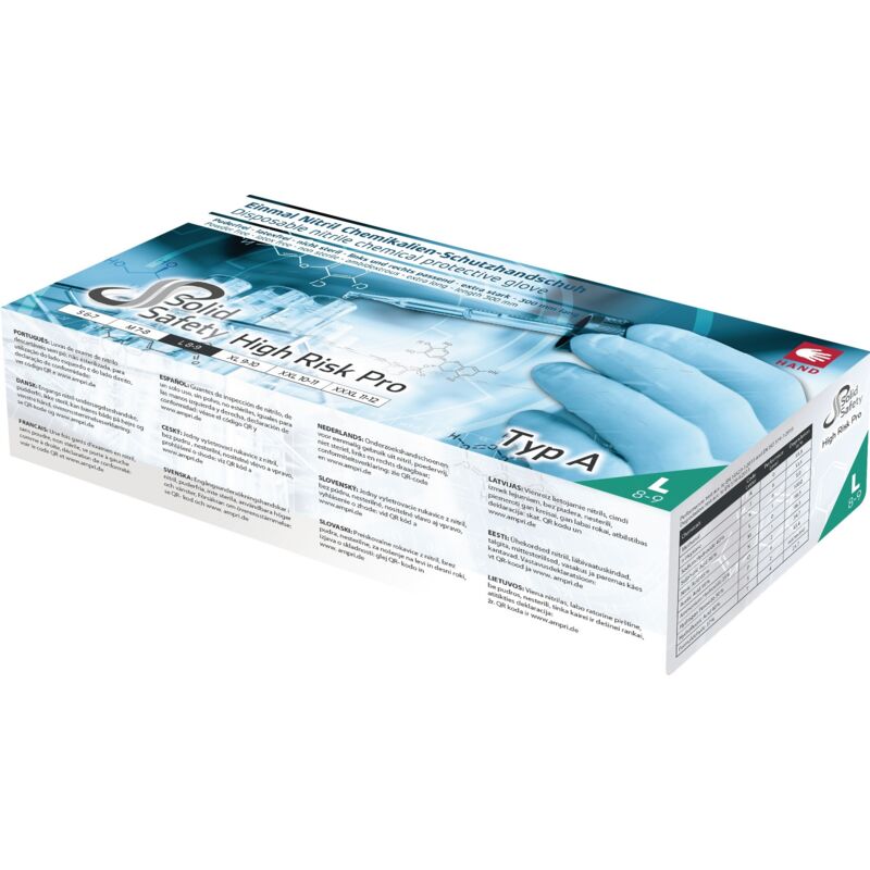 foto del prodotto guanti monouso highrisk pro taglia l blu nitrile en 374.en 388 psa iii ampri