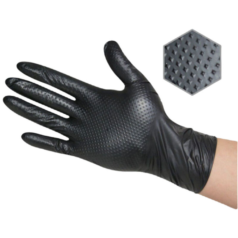 foto del prodotto guanti monouso in nitrile arancione extra resistenti con motivo a rombi a doppio spessore per meccanici, 50 pezzi scatola, taglia grande