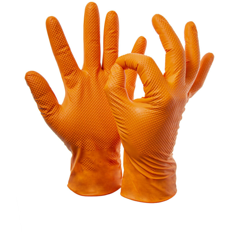 immagine 0 del prodotto guanti monouso in nitrile full grip 8,8gr arancio no talco box 50pz m xl cus, xl 