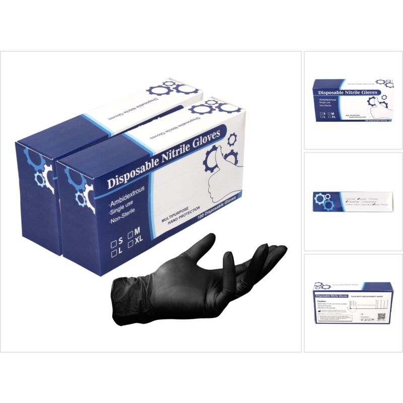 foto del prodotto guanti monouso in nitrile in dispenser neri 200 pezzi taglia s small non sterili