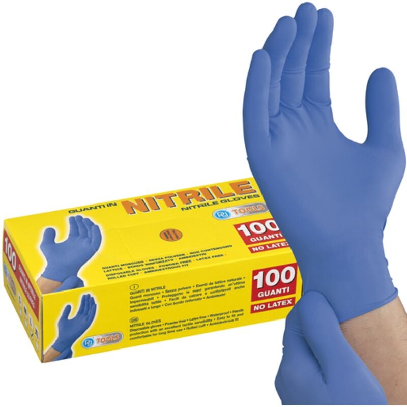 foto del prodotto guanti monouso nitrile blu tg.m cf.100pz