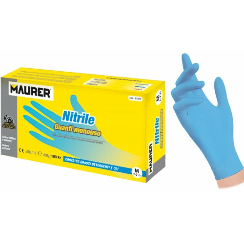 foto del prodotto guanti monouso nitrile blu tg.xl maurer cf.100pz cf. scatola