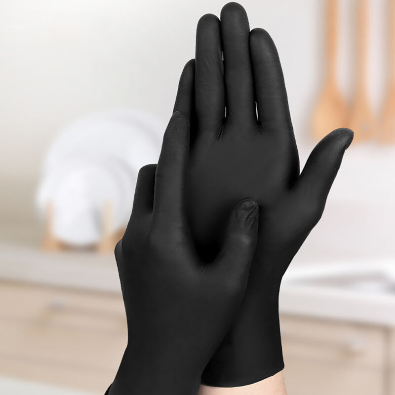 foto del prodotto guanti natural latex, 100 pezzi sacchetti, guanti in nitrile ssenza polvere per estetisti, tatuatori, ambiti medici nero l