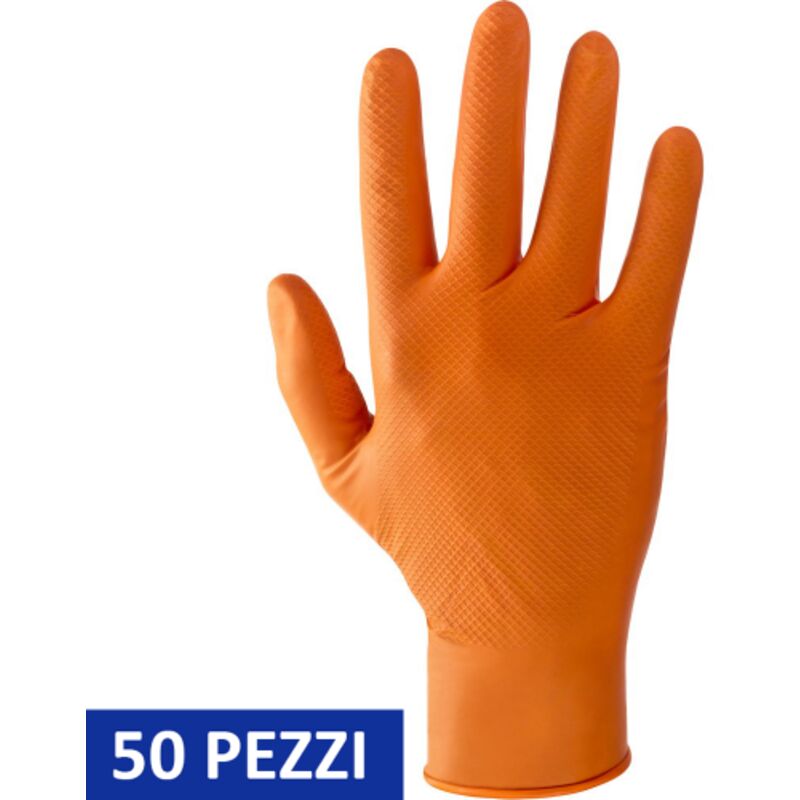 foto del prodotto guanti nitrile arancione cat. iii tg. xl 50 pz